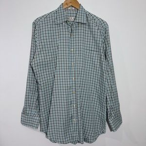 Peter Millar Men's Blue White Brown Shepard‎ Check Long Sleeve Button Shirt Med